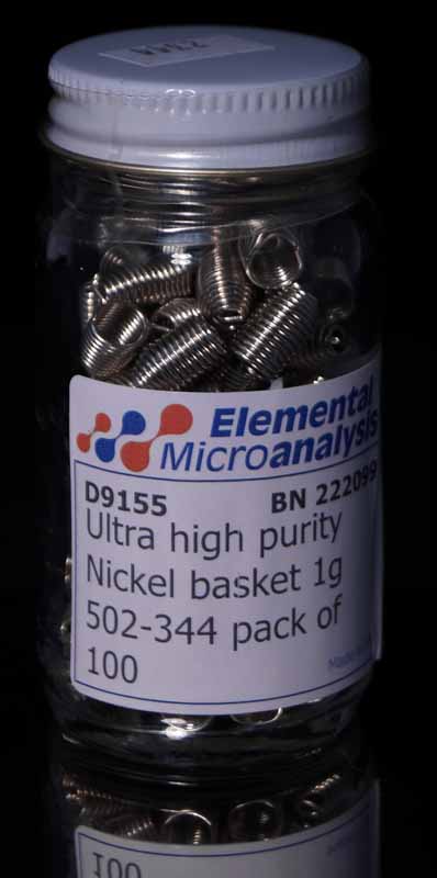 Ultra high purity Nickel basket 1g 502-344 pack of 100